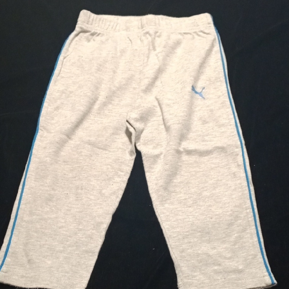 Puma Kids Gray Joggers with Blue Accents